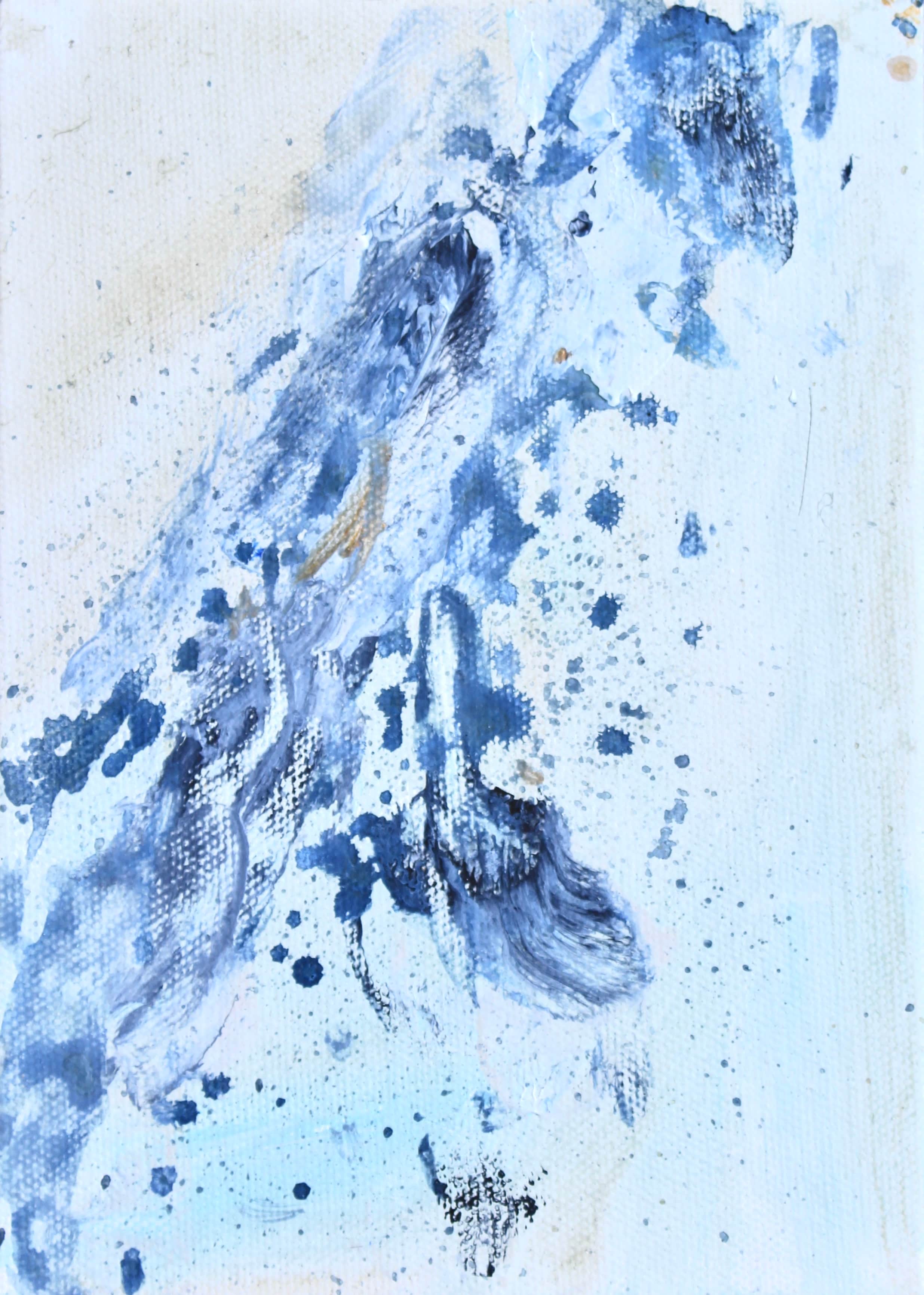 Abstract blue and white artwork